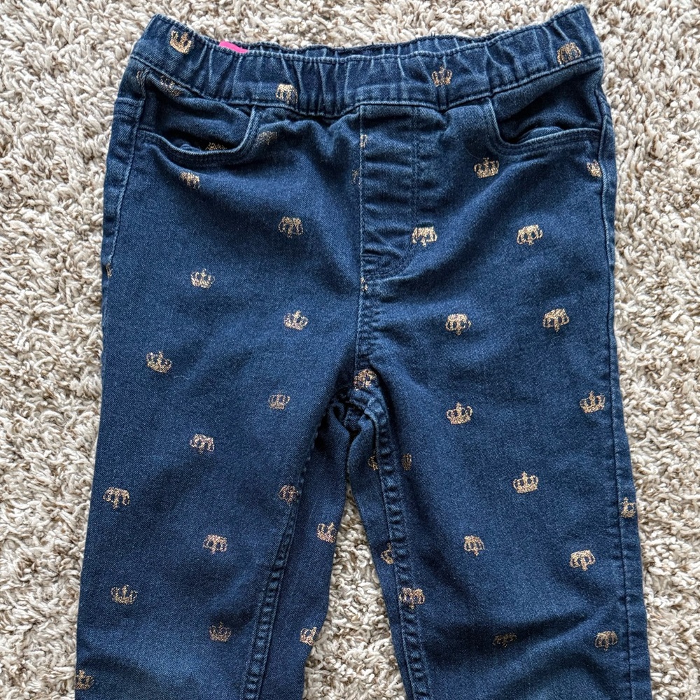 Juicy Couture Navy Jeans with Gold Crown Pattern